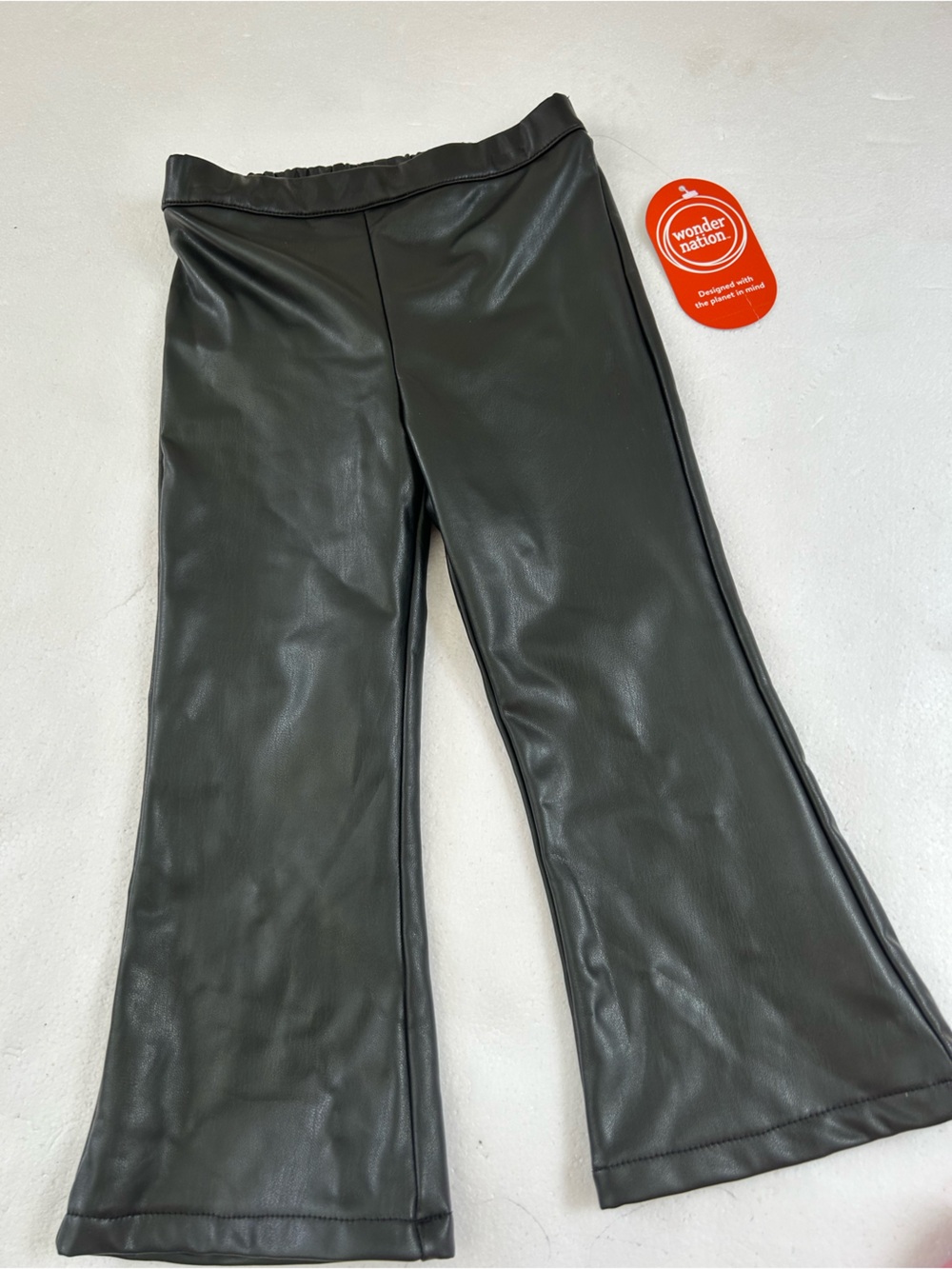 NWT Wonder Nation black faux leather flare pants in a size 3T #kidswear #flare